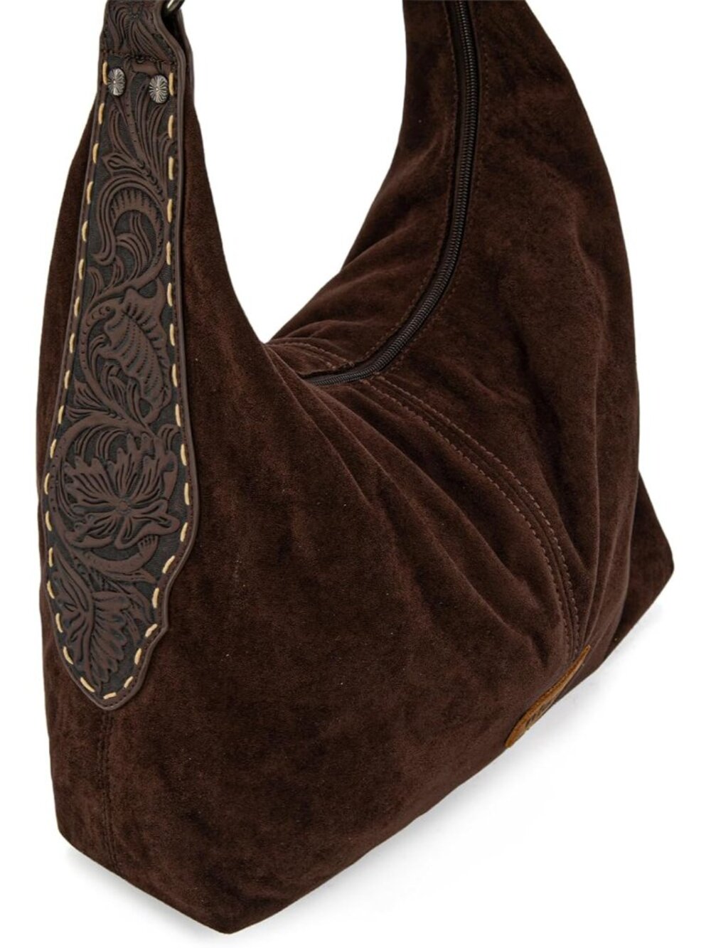 Wrangler Suede Hobo Purse for Women Embossed Soft Slouchy Shoulder Bag 2Pcs Set - Picture 3 of 6